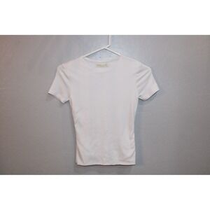 Frankee & Skylarr Womens White Ribbed Short Sleeve Crewneck T-Shirt Size XS